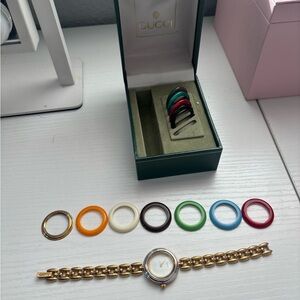 Gucci Women's Gold Watch with Colorful Bezels